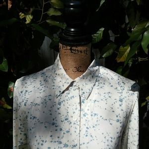 Jones NY Blue Berry's & Cream Silk Blouse